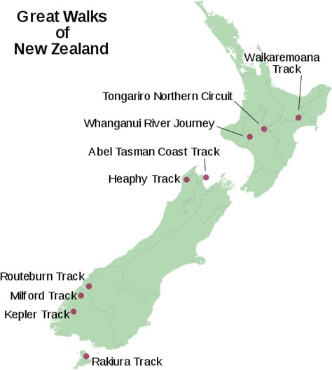 新西兰的九条顶级步道(The New Zealand Great Walks)简介